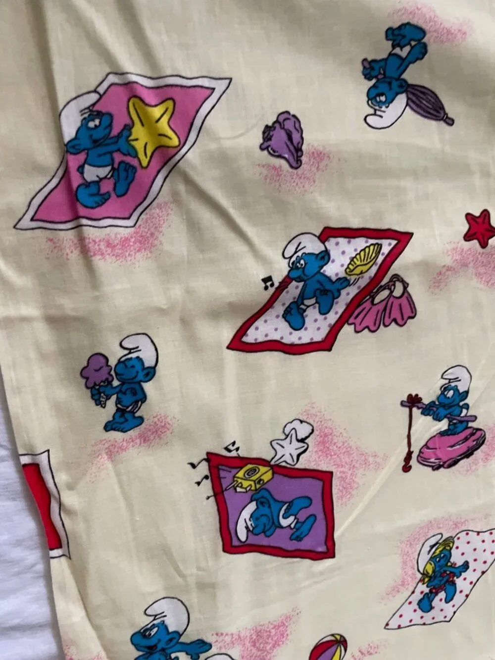 Vintage 1981 Smurfs Curtain Set By Wallace Berrie 45